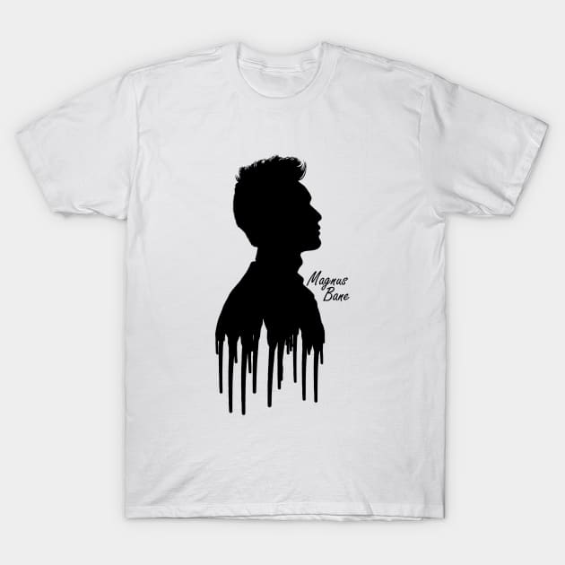 Shadowhunters / The mortal instruments - Magnus Bane / Harry Shum Jr dripping silhouette (black) - Warlock - Malec - Clary, Alec, Jace, Izzy T-Shirt by Vane22april